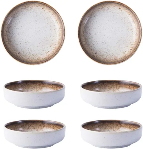 Vista 7 de Colias Wing - Juego de 6 tazones de porcelana de diseño elegante y estilo simple de un solo color, tazones para condimentos, tazones para salsa