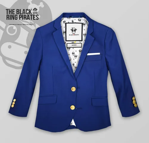 Vista 3 de Black n Bianco Golden Age - Chaqueta tipo blazer ajustada con botones de latón presentada por The Black Ring Pirates