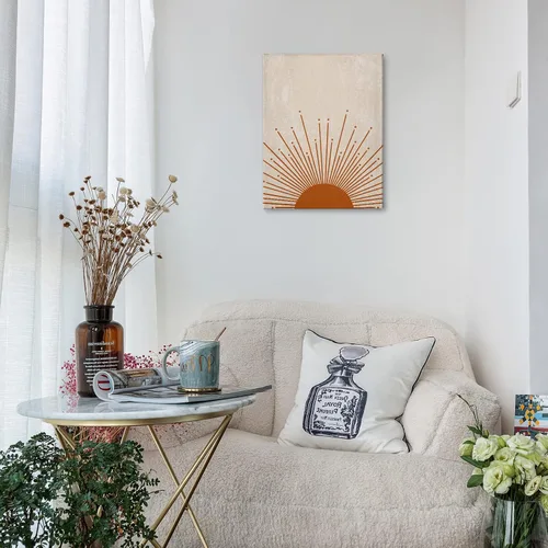 Vista 2 de PHAMTE Lienzo enmarcado bohemio rústico con puesta de sol y puesta de sol naranja para el hogar, baño, habitación de niñas, cocina, oficina