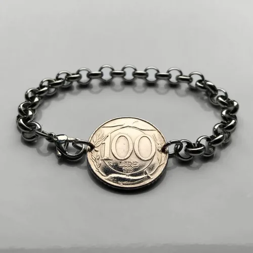 Vista 4 de 1993 Italia 100 Lire moneda rolo link pulsera italiana Turrita Roma Florencia Venecia Milán Napoli Verona Torino Génova Bolonia Siena Ancona Palermo