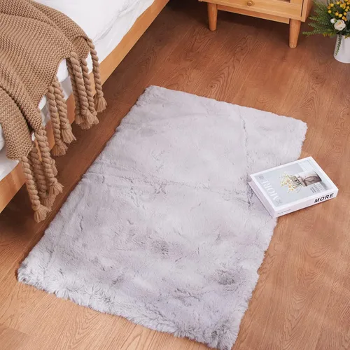 Vista 41 de Ghouse Alfombra ultrasuave de pelo sintético de conejo 2x3, alfombras lavables a máquina para dormitorio, alfombras esponjosas para sala de estar