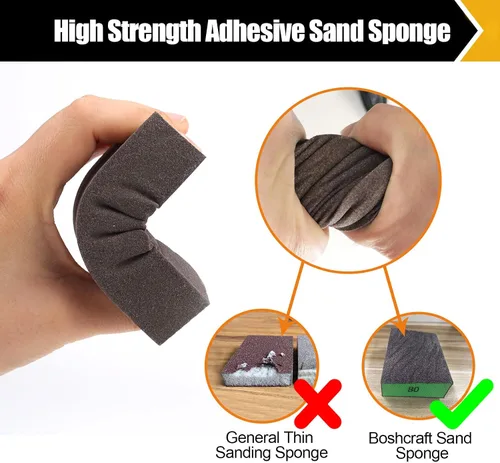 Vista 3 de Paquete de 8 bloques de lijado, esponja de lijado de ángulo simple y doble, lavable y reutilizable, bloque de lijado para madera, paneles de yeso