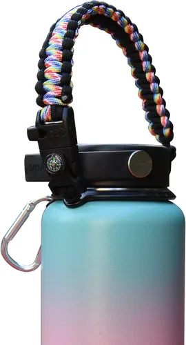 Vista 7 de Wongeto Mango de paracaídas, correa de supervivencia con anillo de seguridad y mosquetón, compatible con botellas de agua de boca ancha Hydro Flask