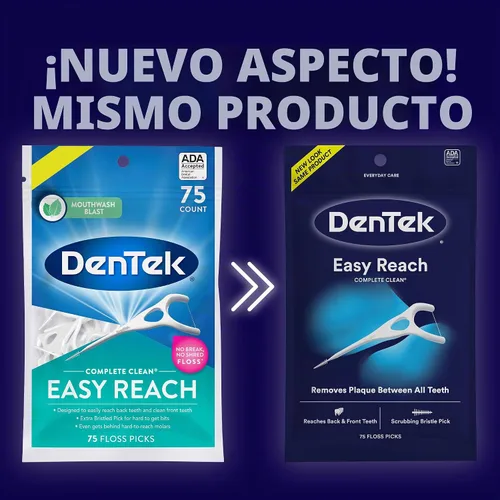 Vista 2 de DenTek Complete Clean - Púas de hilo dental de fácil alcance, sin romper y sin triturar, 75 unidades (el paquete puede variar) Dental Flossers