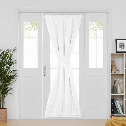 Vista 109 de Deconovo Cortinas opacas para puerta, bolsillo para cortinero y cortinas de bloqueo con aislamiento térmico para dormitorio, 137.16 x 189.2 cm, azul