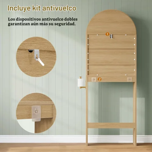Vista 5 de TEENFON Arched Over The Toilet Storage Cabinet, Bathroom Storage Cabinet