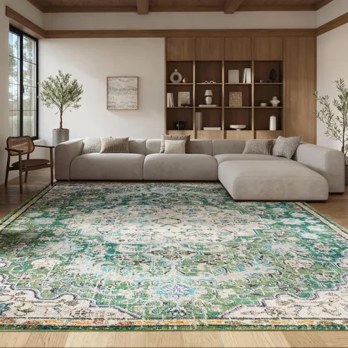 Vista 39 de SAFAVIEH Colección Madison MAD447B - Tapete bohemio con medallón antiguo y elegante, no desprende pelusa, para la sala, dormitorio, comedor