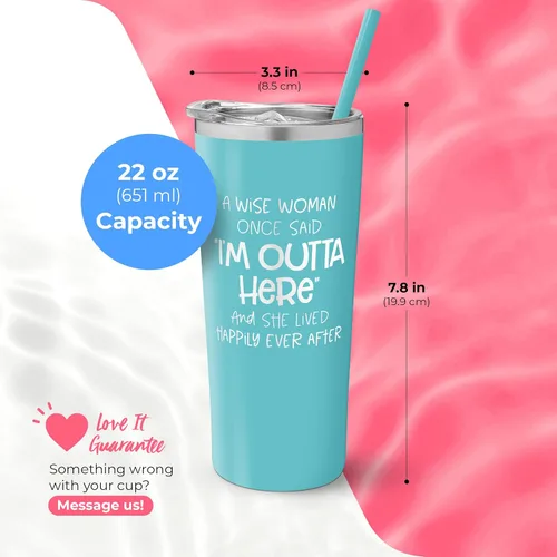 Vista 5 de Wise Woman - Vaso aislado de acero inoxidable con tapa y pajilla, divertida taza de viaje para fiestas de jubilación, taza de café para profesores