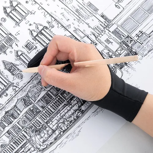 Vista 5 de 1 guante de dibujo para mano izquierda y derecha para tableta de dibujo digital, iPad, boceto de papel