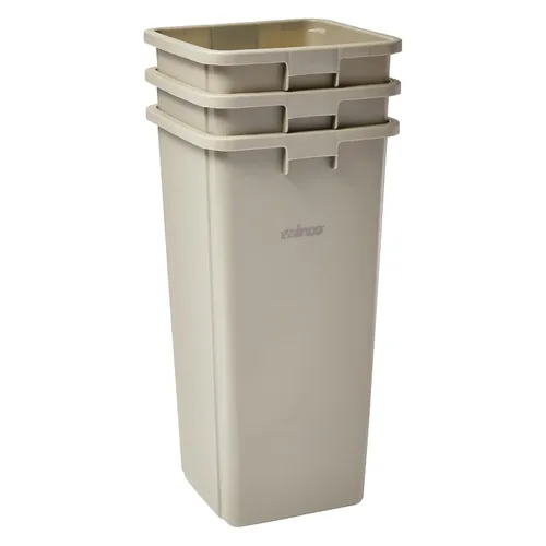 Vista 3 de Winco Papelera de plástico comercial cuadrada, 23 galones, color beige
