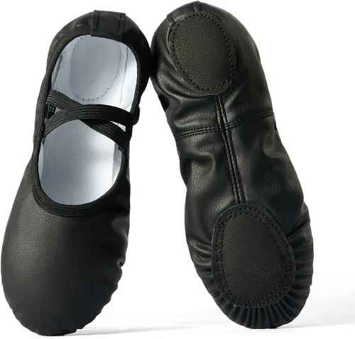 Vista 4 de missfiona Zapatillas de ballet de cuero PU para mujer Negro