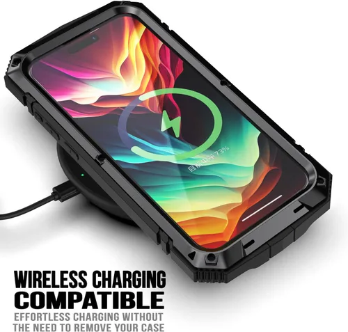 Vista 4 de Lunivop Funda compatible con iPhone 15 Pro, resistente [aluminio Stan] de goma de metal de grado militar con protector de pantalla integrado