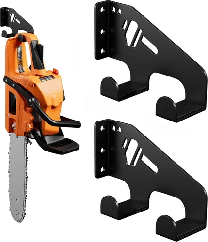 Vista 11 de XZHXFX Soporte de pared para motosierra, soporte de motosierra resistente para organización de garaje, organizador de cobertizo de almacenamiento