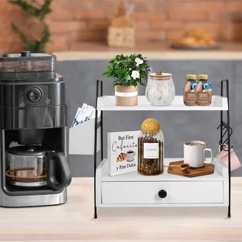 Vista 4 de Accesorios de barra de café y organizador de encimera, organizador de estación de café, organizador de estante de encimera de cocina, almacenamiento