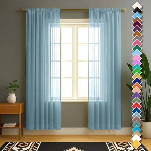 Vista 31 de YHSF Cortinas traslúcidas – Juego de 2 paneles para decoración del hogar – Elegantes cortinas de gasa sólida con bolsillo para barra