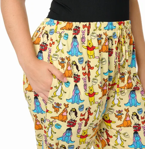 Vista 4 de Disney Pantalones de descanso para mujer, pantalones de pijama de algodón con estampado completo