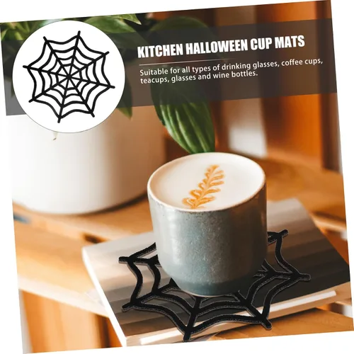 Vista 7 de UPKOCH 6 posavasos resistentes al calor, tapetes decorativos de fieltro para Halloween