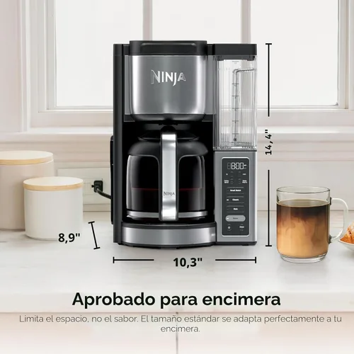 Vista 4 de Ninja Fresh Brew™ Cafetera de goteo, jarra de vidrio programable de 14 tazas, clásica y rica, depósito de agua extraíble de 70 onzas, lote pequeño