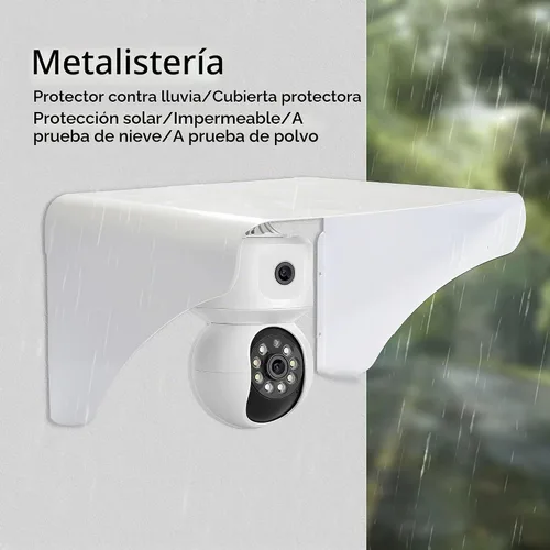 Vista 6 de Protector de lluvia solar para cámara de metal resistente, cubierta protectora universal para lluvia y sol para exteriores, compatible con anillo