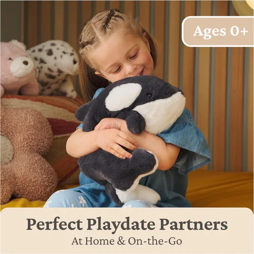 Vista 5 de GUND Flynn Orca Ballena de peluche, animal de peluche prémium de ballena para edades de 1 año en adelante, negro/blanco, 10 pulgadas