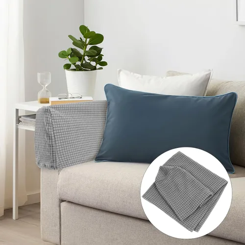 Vista 2 de FOMIYES 2 fundas elásticas universales para reposabrazos de sofá, fundas de forro polar para sofá, silla, protector de muebles, gris claro, 16.53 x