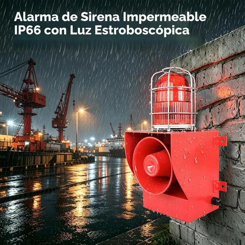 Vista 5 de Sirena de alarma IP66 impermeable al aire libre 130dB cuerno 45W Sirenas de seguridad para puertos, muelles, fábricas, escuelas, hogares AC