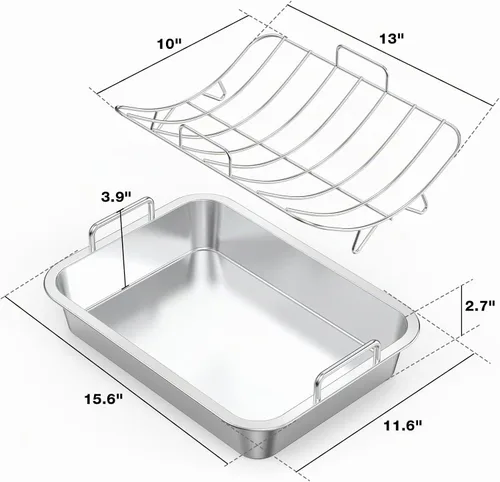Vista 2 de Onlyfire Asador de acero inoxidable de 16 pulgadas con estante en U