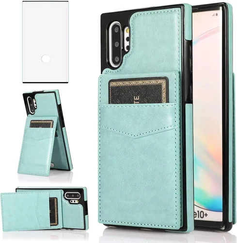 Vista 9 de Funda de teléfono para Samsung Galaxy Note 10 Plus Glaxay Note10+ 5G con protector de pantalla de vidrio templado, soporte para tarjeta de crédito