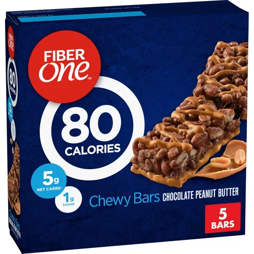 Vista 10 de Barras de snack masticables Fiber One de 70 calorías, chocolate, 5 unidades (Paquete de 2)