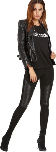 Vista 6 de SweatyRocks Leggings de cuero sintético insertados para mujer