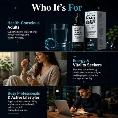 Vista 6 de Gotas liposomales NAD+ y NR – 5 veces superior absorción, energía celular y suplemento de longevidad antienvejecimiento para hombres y mujeres