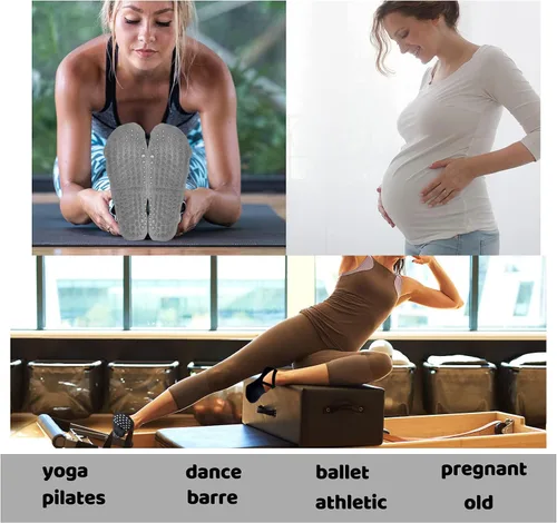 Vista 6 de Diu Life Paquete de 3 calcetines de pilates de yoga con agarres para mujer, antideslizantes, entrenamiento, barra pura, ballet, danza, calcetines
