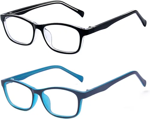 Vista 6 de Gafas de sol para niños, antiazules, rectangulares, antigolpes, con luz azul, UV400, antirreflejos, Negro