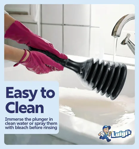 Vista 5 de Luigi's Desagüe para cocina con émbolo para lavabo de baño, bañera o ducha de drenaje, removedor de obstrucciones pequeño y potente, estilo Negro