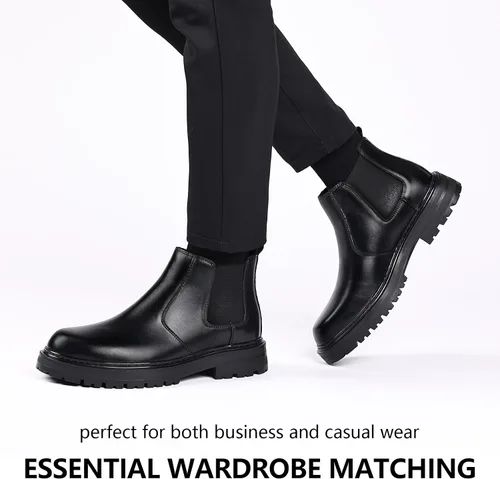 Vista 7 de Holy dove Botas Chelsea con plataforma y puntera ancha para hombre, botas casuales de vestir al tobillo
