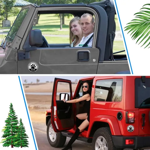 Vista 6 de Emblema de automóvil, 4 x 4 de metal para automóvil, insignias de metal 3D, emblemas redondos compatibles con Jeep Wrangler, vehículos, camiones