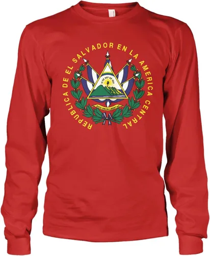 Vista 6 de Cybertela Camiseta de manga larga con escudo de armas de El Salvador para hombre Negro