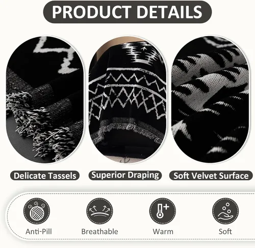 Vista 3 de VClife funda boho de sofá de felpilla para sofá seccional, funda antideslizante para sofá de 2 plazas, protector para mascotas con borlas, funda