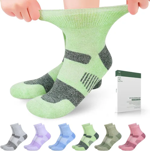 Vista 11 de Bulinlulu Calcetines diabéticos para mujer, talla 9-11, 6 pares de calcetines tobilleros diabéticos no vinculantes para mujeres y hombres (negro)
