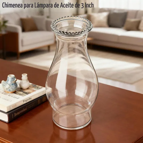 Vista 2 de Lámpara de aceite de repuesto para chimenea, globo de lámpara de queroseno de 3 x 8 pulgadas, globo de lámparas de aceite de vidrio transparente