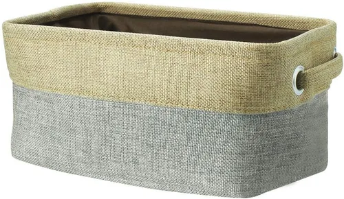 Vista 10 de uxcell Canasta de almacenamiento de tela plegable con asas dobles, contenedores plegables para almacenamiento de ropa de lavandería, organizador
