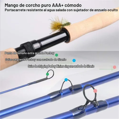 Vista 5 de M MAXIMUMCATCH Maxcatch Predator Big Game y caña de pescar con mosca de agua salada: 7'11''/9'2''/10', 4 piezas, 8/9/10/11/12