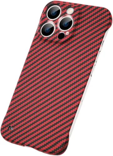 Vista 8 de IVY Cubierta sin marco de textura de fibra de carbono para iPhone 14 Pro Max Funda de fibra de carbono - Negro