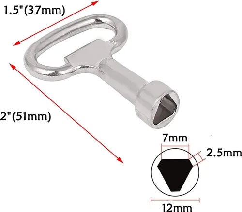 Vista 4 de Antrader Llave triangular de 2.0 x 1.5 pulgadas, llave de enchufe triangular Matel, llaves universales para bloqueo de panel triangular, 6 piezas