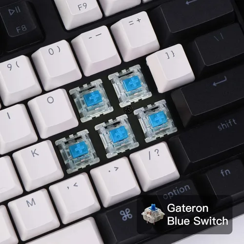 Vista 3 de Keychron Teclado mecánico con cable con diseño de Mac C1 interruptor Gateron G Pro azul teclas Tenkeyless de 87 teclas ABS teclado de computadora