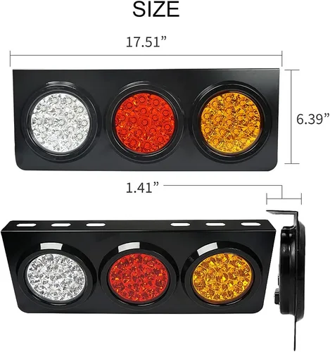 Vista 5 de Auovo Luces traseras LED para camiones/remolques con base de soporte de hierro, impermeable, DC12-24V 48-LED, barra de luz trasera para luces