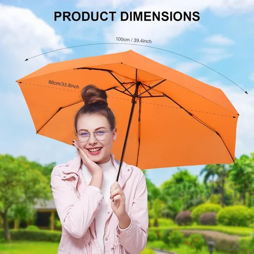 Vista 2 de LEAGERA Compact Travel Umbrella with Case - Mini Umbrella for Purse, Small Lightweight &Tiny Design Perfect for Parasol Outdoor Sun&Rain Umbrellas
