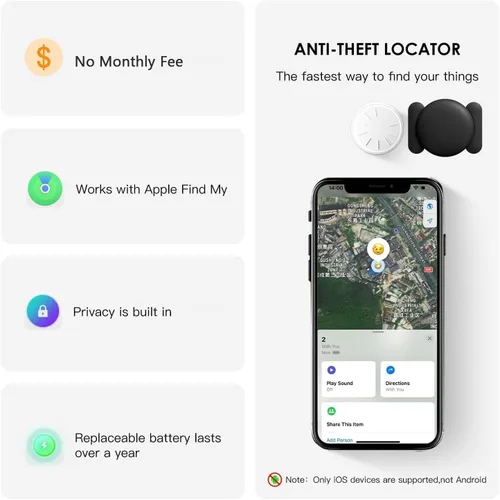 Vista 2 de Dispositivo de seguimiento GPS de automóvil para vehículos, 1 rastreador GPS en tiempo real para el trabajo del automóvil con Find My (solo iOS)