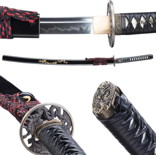 Vista 8 de Katana de entrenamiento, espada tradicional hecha a mano, Katanas de espiga completa de acero de resorte 9260, auténticas espadas samuráis
