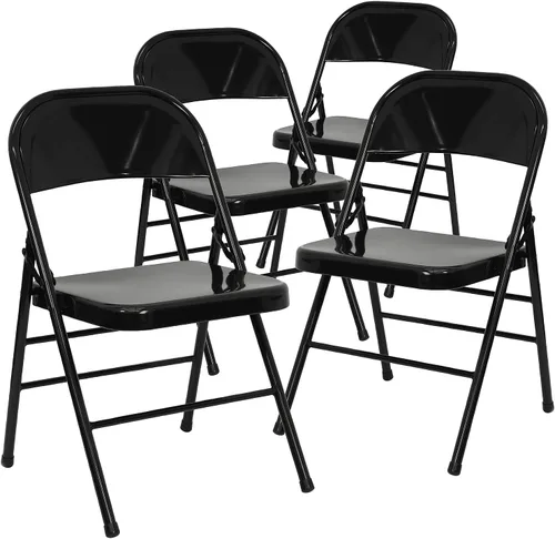 Vista 12 de Flash Furniture Serie Hércules Silla plegable de metal de triple soporte y doble bisagra - beige
